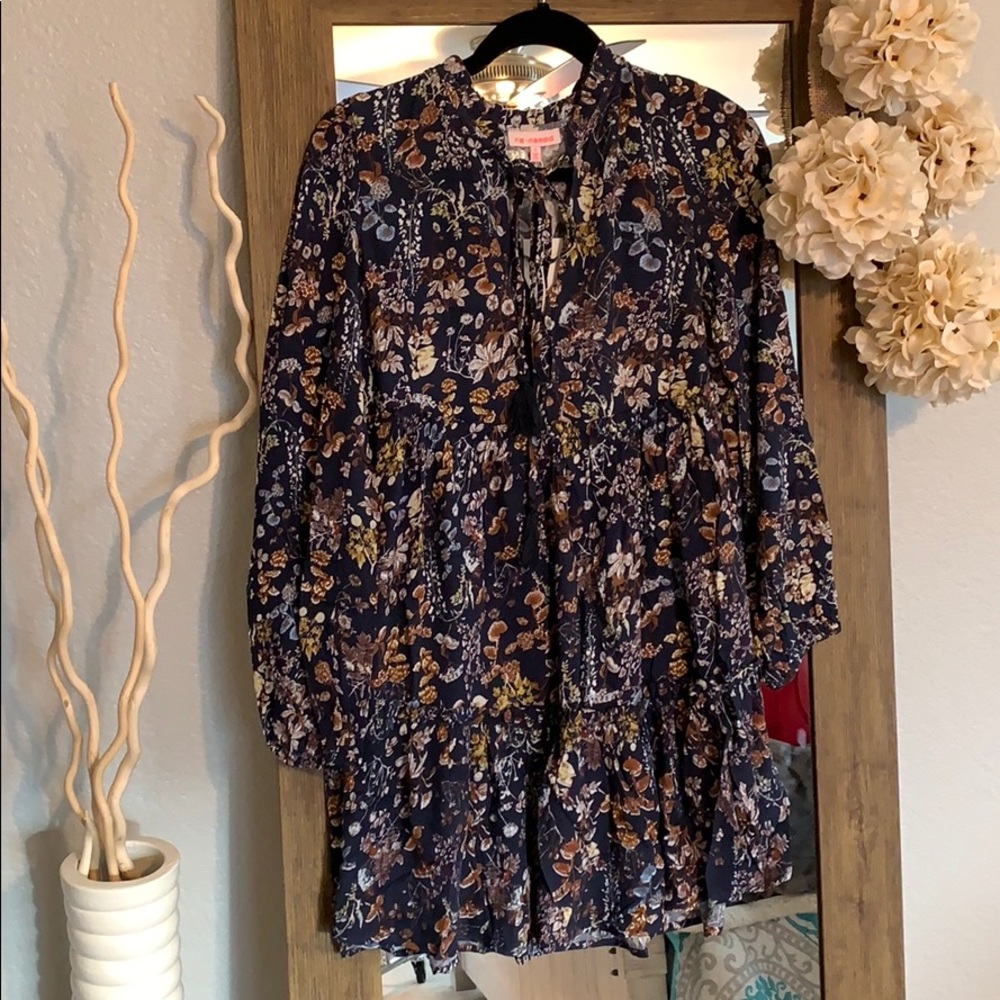 New Arrival 💕Floral Neck-Tie Peasant Mini Dress - Picture 2 of 5